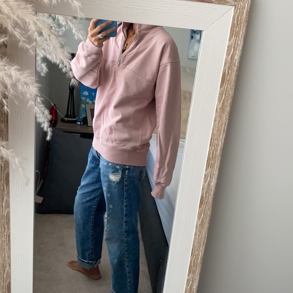 Colourful Standard cotton powder pink half zip sweatshirt - Picture 2 of 4